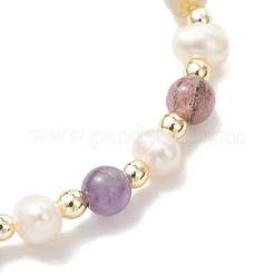Эластичные браслеты из натурального ауралита 23 и культивированного пресноводного жемчуга для женщин&nbsp;BJEW-JB13356