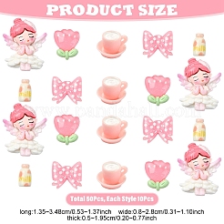 50шт 5 стиля непрозрачные кабошоны из смолы&nbsp;CRES-YW0002-67