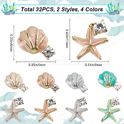 32 шт. 8 стиля эмалевых кабошонов из сплава&nbsp;DIY-CP0011-23