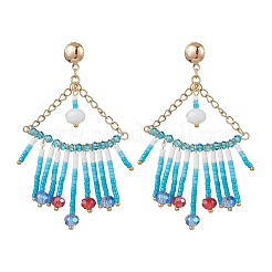 Треугольные стеклянные серьги-люстры&nbsp;EJEW-MZ00523-02