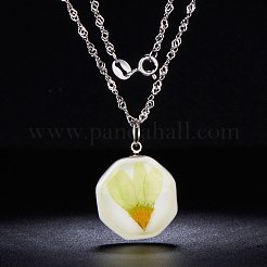 Ожерелья с подвеской из восьмиугольного фарфора из стерлингового серебра с родиевым покрытием&nbsp;JN368A