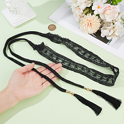 1 шт. хлопковые и льняные цветочные кружевные пояса с кисточками для талии и живота&nbsp;AJEW-GF0012-32C