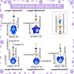 5 шт. 5 стиля сглаза лэмпворк подвесные украшения&nbsp;HJEW-UN0001-20