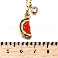 Ожерелья с подвесками из нержавеющей стали 304 с красной эмалью для женщин&nbsp;NJEW-U043-02A-G