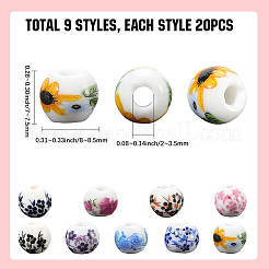 180шт 9 цвета фарфоровые бусины ручной работы&nbsp;PORC-SC0001-18