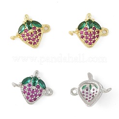 4 шт. 2-х цветные латунные подвески-фигурки с кубическим цирконием и фруктами&nbsp;KK-FS0001-73B