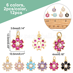 12 шт. подвески из латуни с микропаве из кубического циркония в 6 цветах&nbsp;FIND-FH0004-83