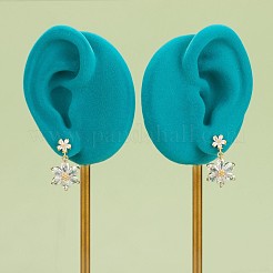 Латунные микро-паве прозрачные серьги-гвоздики из циркония&nbsp;LS-KK-Z099-02G-01