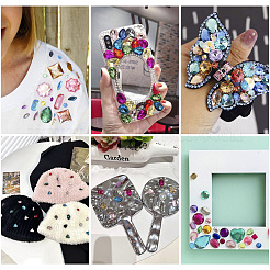 Кабошоны из акрила со стразами и плоской спинкой&nbsp;MACR-TA0001-62A