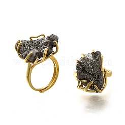 Самородки гальванизированные натуральные агатовые кластерные кольца для пальцев&nbsp;RJEW-K288-02G