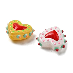 Запекаемые стеклянные бусины с рисунком в виде сердца&nbsp;LAMP-V001-07