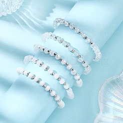 5 шт. Женские браслеты из круглых стеклянных и бусин CCB&nbsp;BJEW-JB12675