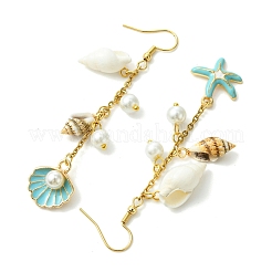 Серьги с подвесками в форме морской звезды из сплава с эмалью&nbsp;EJEW-JE05560-01