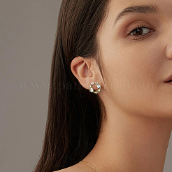 4 пара двухцветных серег-гвоздиков из латуни&nbsp;EJEW-HY0001-45