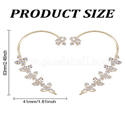 1 шт. серьги-каффы из листового сплава с прозрачным кубическим цирконием&nbsp;EJEW-LP0007-022G