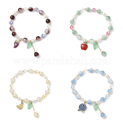 4шт. браслеты из синтетического лунного камня и стеклянных круглых бусин&nbsp;BJEW-JB11858