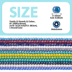 12 нити 12-х цветных гальванизированных непрозрачных стеклянных бусин&nbsp;EGLA-TA0013-34