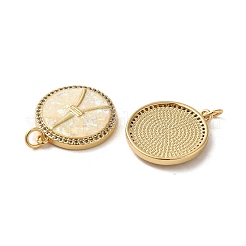 Плоский круглый со знаком мира и башней из латуни с микропаве фианитами и подвесками из синтетического опала&nbsp;KK-D096-07A-G