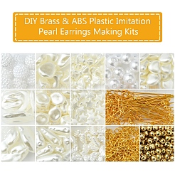 Наборы для самостоятельного изготовления сережек из искусственного жемчуга из латуни и АБС-пластика&nbsp;DIY-FS0007-97