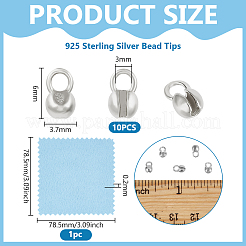 925 наконечник для бусин из стерлингового серебра с квадратной замшевой тканью для полировки серебра&nbsp;FIND-BC0013-10B