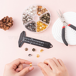 300шт 6 цвета 6-лепестковые железные колпачки для бусин&nbsp;IFIN-CJ0001-67