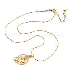 Ожерелья с подвесками из нержавеющей стали 304 с микропаве из прозрачных кубических цирконий для женщин&nbsp;LS-NJEW-Z103-01G-03