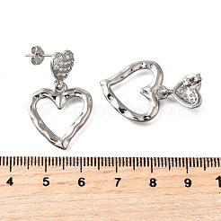 Полые латунные серьги-гвоздики с микропаве из прозрачных кубических цирконий&nbsp;EJEW-Z099-02P-02