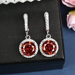 925 плоские круглые серьги-кольца из стерлингового серебра с паве из кубических цирконий EJEW-C150-01C-01