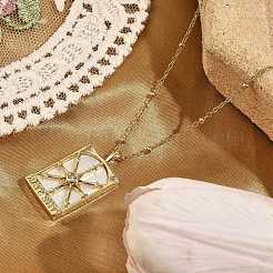 Латунные кубического циркония кулон ожерелья&nbsp;NJEW-H051-01G-02