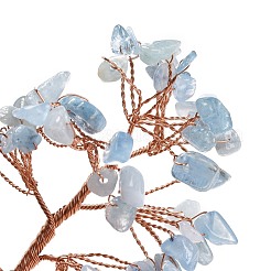 Украшения из натуральной аквамариновой крошки и агата на пьедестале&nbsp;DJEW-A001-04H