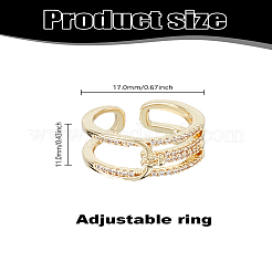 1 шт. латунные манжетные кольца с микропаве из прозрачного кубического циркония&nbsp;RJEW-LP0004-08