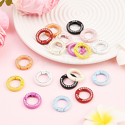 18 шт. 9-цветные кольца-пружинки из цинкового сплава со стразами&nbsp;FIND-SC0019-50B