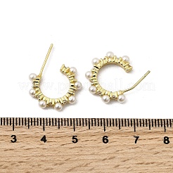 Серьги-гвоздики в форме буквы С из латуни с прозрачным кубическим цирконием&nbsp;EJEW-L261-023G