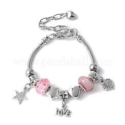 Латунные европейские бусины браслеты с подвесками&nbsp;BJEW-JB11586-02