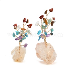 Натуральные смешанные драгоценные камни щепки дерево жизни витрина украшения&nbsp;AJEW-JD00015-02