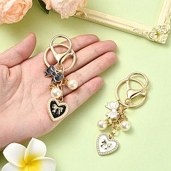 Брелок с подвеской в виде сердца и банта из сплава с эмалью&nbsp;KEYC-YW00133-01