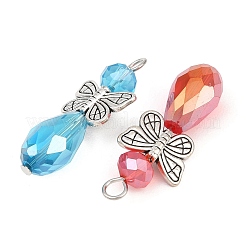 Подвески-бабочки из сплава и стеклянные соединители&nbsp;PALLOY-JF00896-S