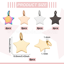 26 шт. 5-х цветные подвески из нержавеющей стали 304&nbsp;STAS-BC0003-76