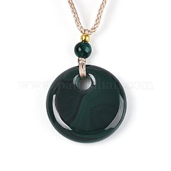 Кулон в форме пончика из натурального малахита&nbsp;NJEW-T019-12A