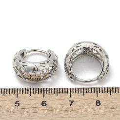 Полые треугольные латунные серьги-кольца с микропаве из прозрачного кубического циркония&nbsp;EJEW-M082-12P