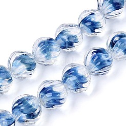 Фактурные внутренние бусины-лэмпворк ручной работы с цветком&nbsp;LAMP-T024-07B