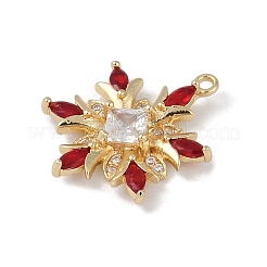 Рождественские тематические латунные подвески с микропаве и кубическим цирконием&nbsp;KK-Z065-01-01G