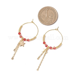 Серьги-кольца из стекла в форме звезды&nbsp;EJEW-MZ00673-02