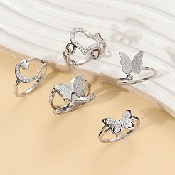 Комплекты колец-манжет/палец из нержавеющей стали и полимерной глины со стразами&nbsp;FS-WG0D843-03