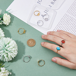 8 шт. 4 стиля ионного покрытия (IP) 304 нержавеющая сталь овальное кольцо манжеты компоненты&nbsp;RJEW-DC0001-18