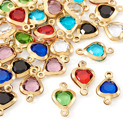 28 шт. 7-х цветные подвески-сердечки из нержавеющей стали с паве из стекла&nbsp;STAS-TA0003-30