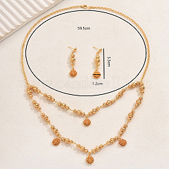 Элегантные серьги-гвоздики из сплава с цветком и подвеска&nbsp;RU8300