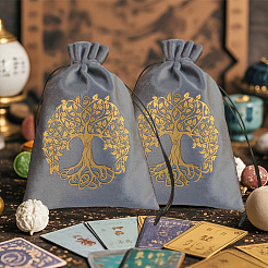 Прямоугольные бархатные мешочки для хранения карт Таро с золотым тиснением и завязками для гадания&nbsp;ABAG-WH20001-25A