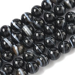 Натуральные черные полосатые агатовые / полосатые агатовые бусины&nbsp;G-C267-C01-8mm