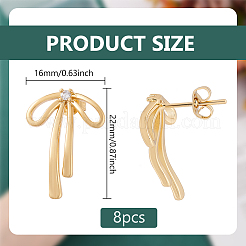 4 пара серег-гвоздиков из латуни с кубическим цирконием для женщин&nbsp;EJEW-BC0001-17G